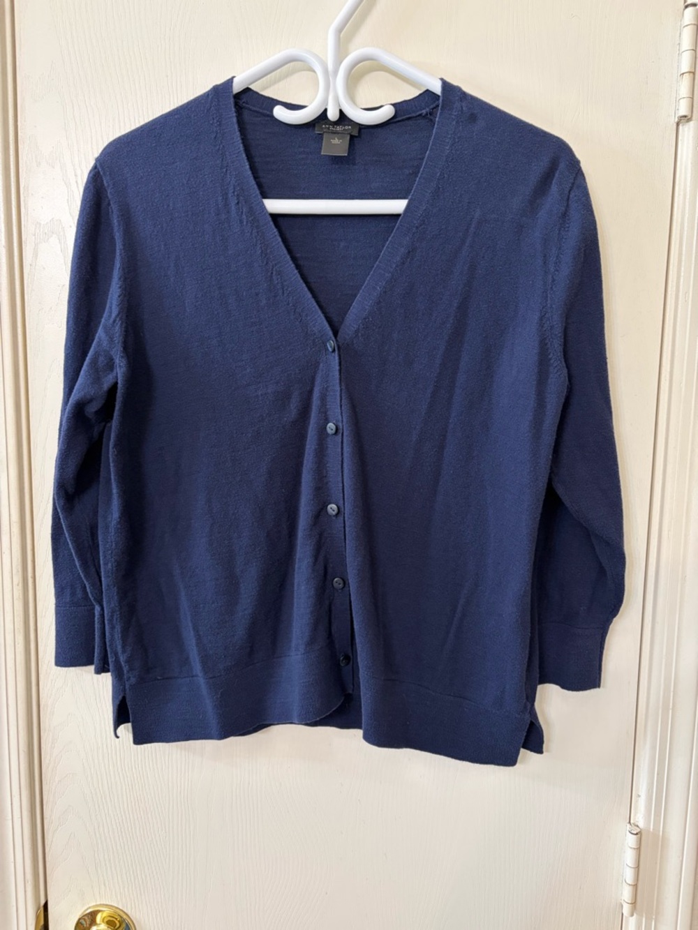 Ann Taylor Navy V-Neck Lightweight Cardigan
